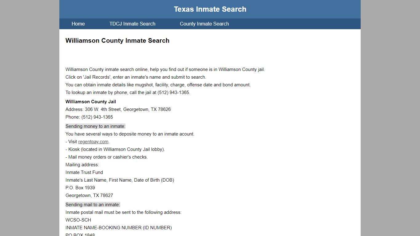 Williamson County Jail Inmate Search